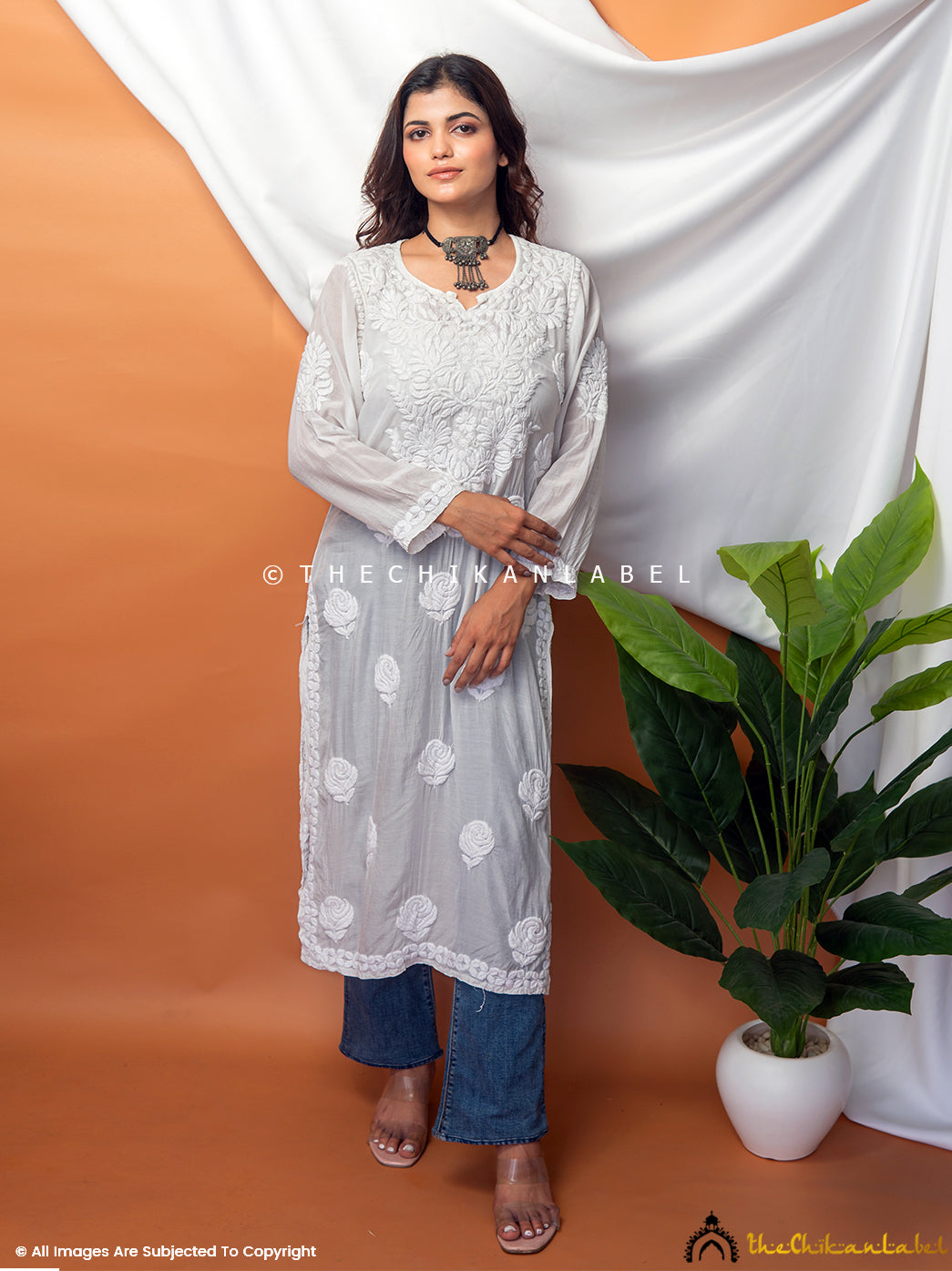 ISHIEQA's Grey Georgette Chikankari Kurti - DC1902C | Pakistani dress design,  Trendy dress outfits, Cotton kurti designs